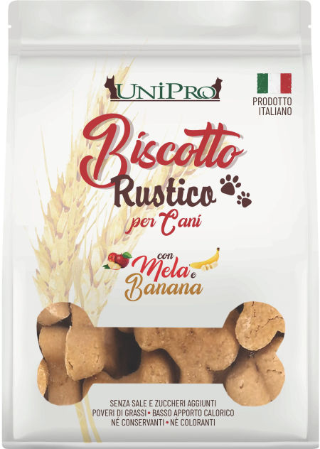 UniPro Biscotto Rustico przysmak włoskie ciasteczka dla psa 300g jabłkowo-bananowe ( wielkość ciasteczka ok.3,5cm )