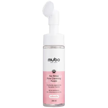 Mubo No Rinse Paw Cleaning Foam Watermelon 200ml - pianka do mycia łapek z wbudowanym silikonowym aplikatorem dla psa i kota, bez spłukiwania o zapachu arbuza