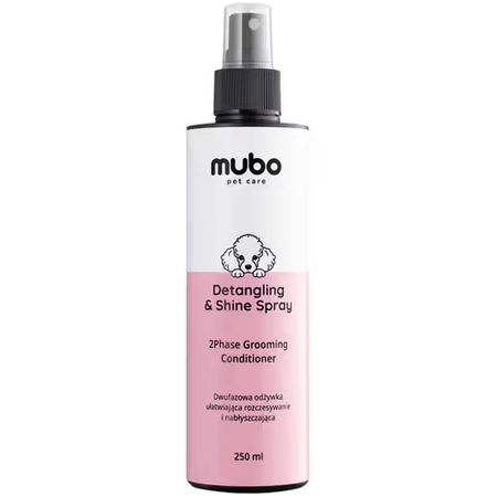 Mubo Detangling & Shine Spray 250ml - dwufazowa odżywka nabłyszczająca, ułatwiająca rozczesywanie dla psa i kota