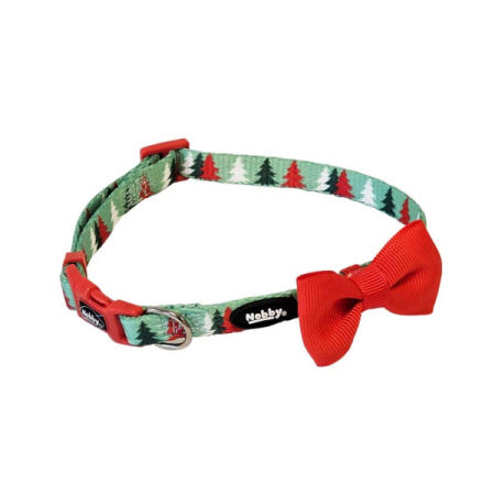 Xmas Nobby Świąteczna nylonowa obroża dla psa Bow Tie 20mm, 30-42cm ze świąteczną muszką - Nobby zdjęcie 1