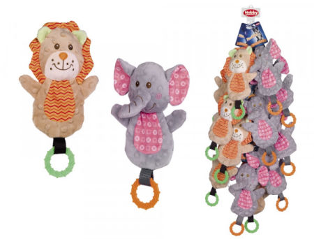 Pluszowa zabawka dla psa Nobby Strip plush animals 27cm - pluszowe zwierzęta z piszczałka, szeleszczącym korpusem i plastikowym pierścieniem