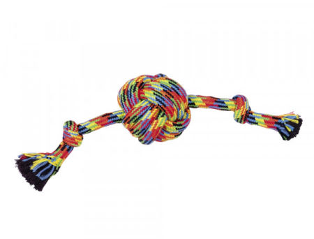 Zabawka dla psa Nobby Playing rope with ball Ø 11cm, 45cm; 298g - kolorowy, bawełniano-poliestrowy sznur z plecioną piłką