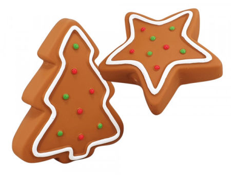 Xmas Nobby Świąteczna zapachowa lateksowa zabawka dla psa 10,5 + Ø 9cm - pachnąca wanilią lub cynamonem pierniki w kształcie choinki lub gwiazdki
