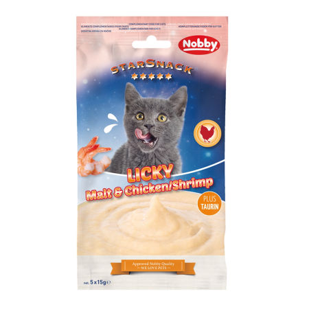 Przysmak dla kota StarSnack Licky Cat Malt & Chicken/Shrimp 75g ( 5*15g saszetki) Nobby - kremowa pasta z kurczaka i krewetek ze słodem - Nobby zdjęcie 1