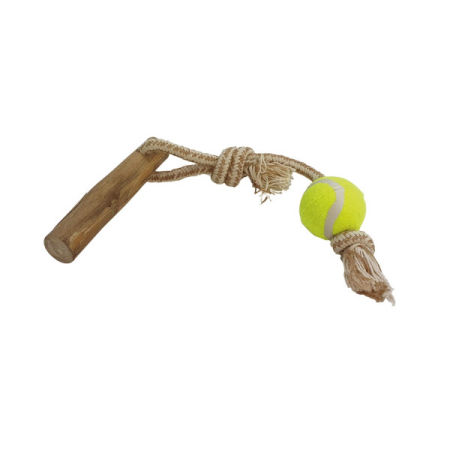 Zabawka dla psa Nobby Coffee wood with rope and ball 
