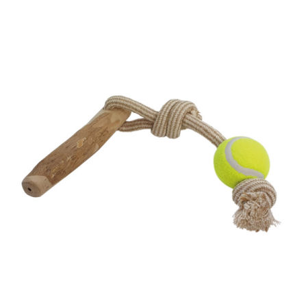 Zabawka dla psa Nobby Coffee wood with rope and ball 