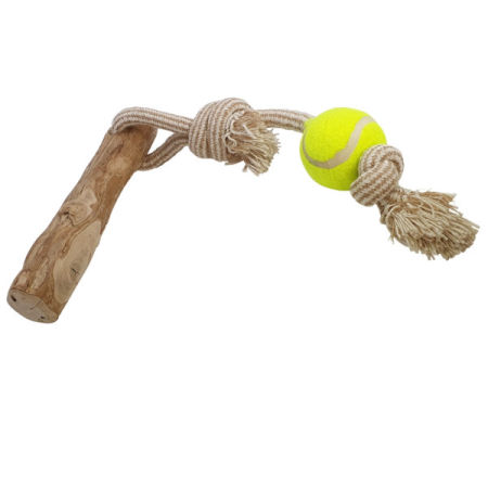 Zabawka dla psa Nobby Coffee wood with rope and ball 