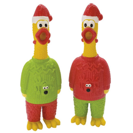 Xmas Nobby Świąteczna lateksowa zabawka dla psa 29cm - kolorowy kurczak ze specjalnym dźwiękiem 🎶