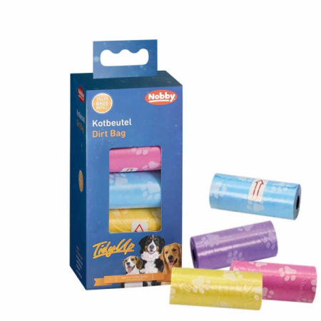 Woreczki na odchody TidyUp Nobby 10szt, 15szt woreczków na 1 rolce - pastelowe w łapki