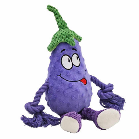 Pluszowa zabawka dla psa Nobby plush eggplant with rope 37cm - pluszowa gruszka z piszczałką i sznurem