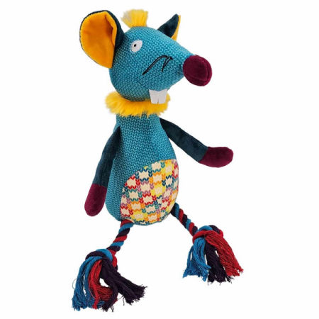 Pluszowa zabawka dla psa Nobby plush mouse with rope 41cm - pluszowa myszka z piszczałką i sznurem