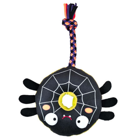 Pluszowa zabawka dla psa Nobby Halloween Plush spider with rope 15*21,5 ; 30cm - pluszowy pająk na Halloween z piszczałką i sznurem
