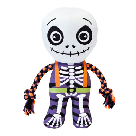 Pluszowa zabawka dla psa Nobby Halloween Plush skeleton with rope 30cm - pluszowy szkieletor na Halloween z piszczałką i sznurem