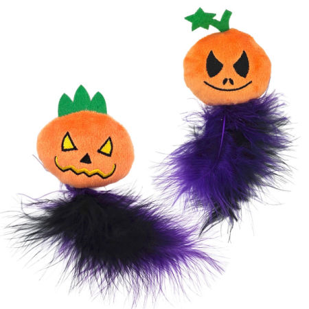 Pluszowa zabawka dla kota Nobby Halloween Pumkins 17cm - pluszowe dynie dla kota z kocimiętką i piórkiem