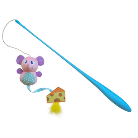 Zabawka dla kota-wędka z pluszową myszką i serem 45-48 cm Nobby