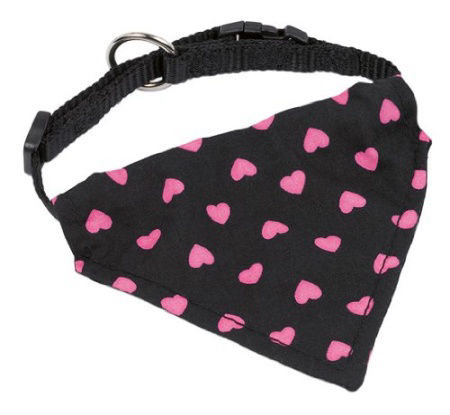 Nylonowa obroża dla psa z chustą Nobby 10 mm, 20-30 cm czarna w różowe serca