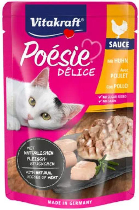 Mokra, pełnowartościowa dla kota Vitakraft Poesie delice saszetka 85g z piersią z kurczaka w pysznym delikatnym sosie