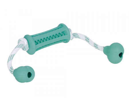 Zabawka dla psa Nobby Detal Line Rubber toy with mint 37cm - miętowa, gumowy walec ze sznurkiem