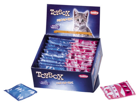 Zabawka dla kota bawełniana pluszowa poduszeczka z trzeszczącymi elementami i walerianą 10 cm Toy Box Nobby