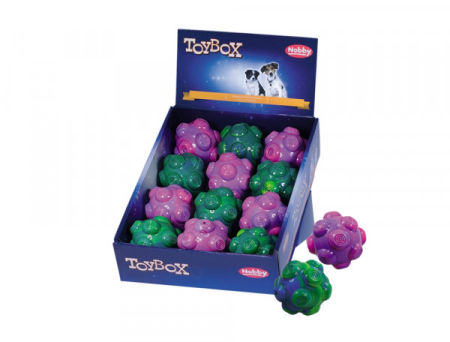Zabawka z gumy termoplastycznej dla psa Nobby TPR Ball 7cm- kolorowa, pływająca piłka z piszczałką