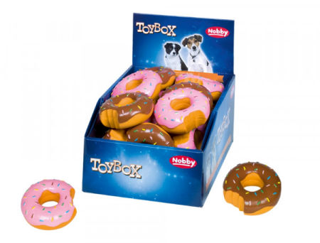Lateksowa zabawka dla psa Nobby Donut Dessert 10cm - pachnące czekolada lub truskawka