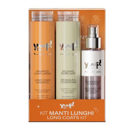Yuup! Zestaw Long Coats Set - zestaw do pielęgnacji długowłosych psów i kotów - szampon 250ml + odżywka 250ml+ dwufazowy preparat ułatwiający rozczesywanie 150ml