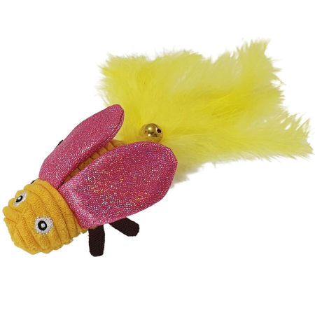 Zabawka dla kota materiałowy chrząszcz z  piórkami, dzwoneczkiem i kocimiętką 18 cm Nobby