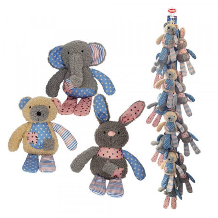 Pluszowa zabawka dla psa Nobby Strip plush animals 26-32cm - pluszowo-materiałowe zwierzątka z piszczałką i szeleszczącymi elementami