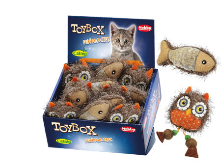 Zabawka dla kota pluszowa rybka/sowa z kocimiętką 13 + 15 cm Toy Box Nobby - Nobby zdjęcie 1