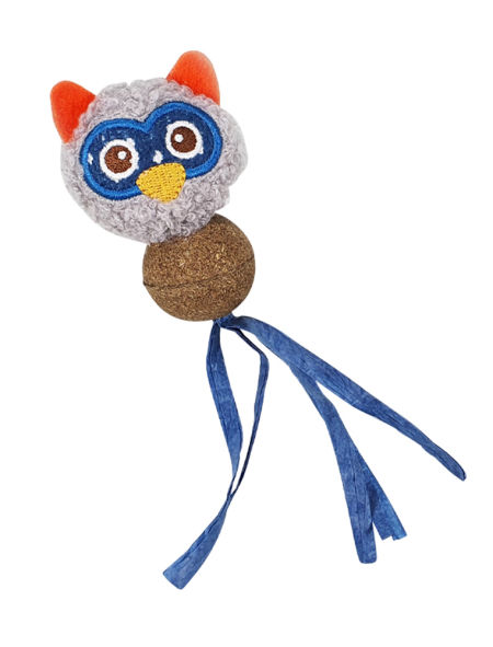 Zabawka dla kota pluszowa sowa z kulką sprasowanej kocimiętki 15 cm Nobby