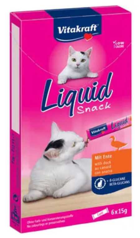 Przysmak dla kota Vitakraft Cat Liquid Snack pasta z kaczką i ß glukanami ( 6*15g saszetki) - kremowa pasta