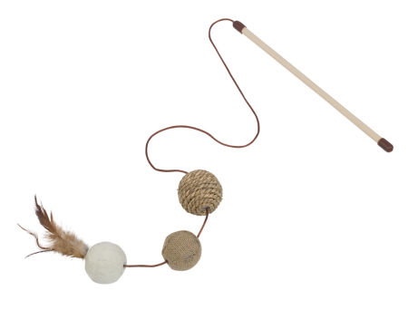 Zabawka dla kota wędka z sizalowymi piłeczkami i piórkami oraz kocimiętką 25 + 67 cm Nobby