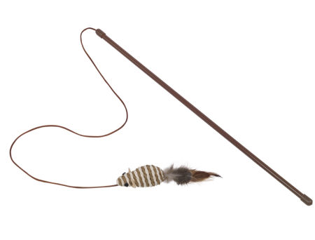 Zabawka dla kota wędka z sizalową myszką z grzechotką i piórkami oraz z kocimiętką 45 + 7 cm Nobby