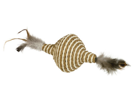 Zabawka dla kota bączek z sizalu z grzechotką, piórkami i kocimiętka 5-11 cm Nobby