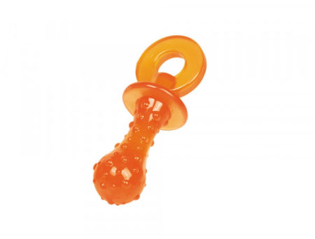 Zabawka z gumy termoplastycznej dla psa Nobby TPR Pacifier 11cm-pomarańczowy, pływający smoczek
