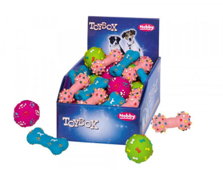 Lateksowa zabawka dla psa Nobby 4 Figures 5-9cm - piłki 5cm, hantel i kość 9cm