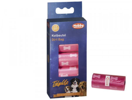 Woreczki na odchody TidyUp Nobby 4szt, 15szt woreczków na 1 rolce - fuksja w łapki