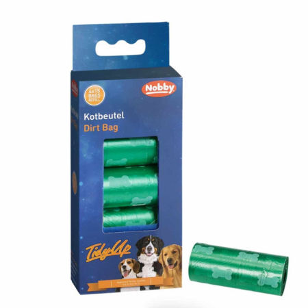 Woreczki na odchody TidyUp Nobby 4szt, 15szt woreczków na 1 rolce - zielone w łapki