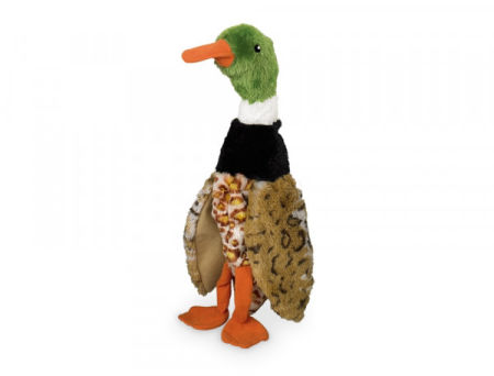 Pluszowa zabawka dla psa Nobby plush duck flat 34cm - pluszowa, zielona, płaska kaczka z piszczałką