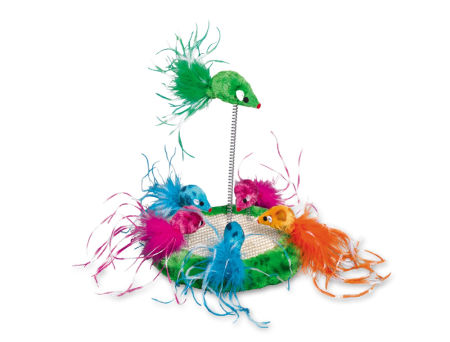 Zabawka dla kota platforma do zabawy z myszkami, grzechotkami, piórkami i kocimiętką 19 x 24 cm Nobby