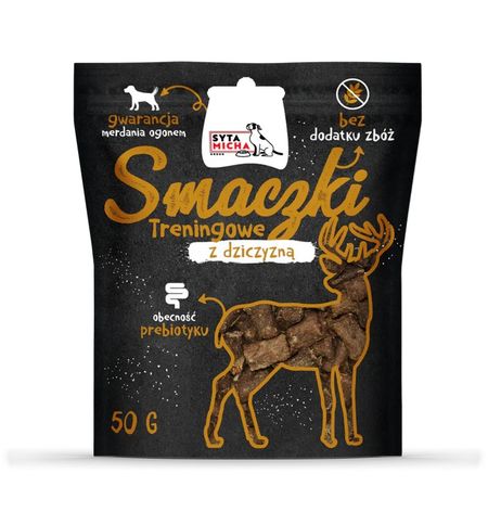 Syta Micha Smaczki treningowe dla psa 50g - 98% suszonego mięsa z dziczyzny