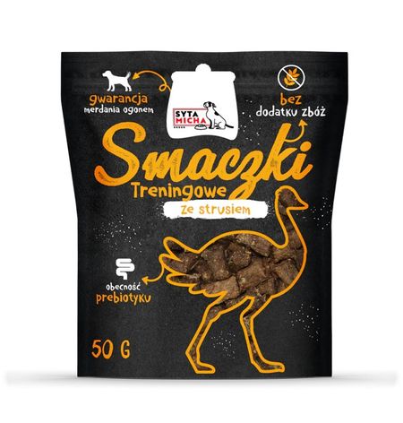Syta Micha Smaczki treningowe dla psa 50g - 98% suszonego mięsa ze strusia