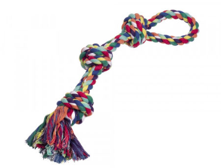 Zabawka dla psa Nobby Playing rope 60cm, 580g - 100% bawełniany podwójny sznur z trzema węzłami 