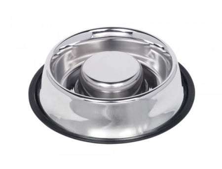 Miska Nobby metalowa profilowana ze stali nierdzewnej na gumie spowalniająca jedzenie  1,35l  Ø 30,0 cm