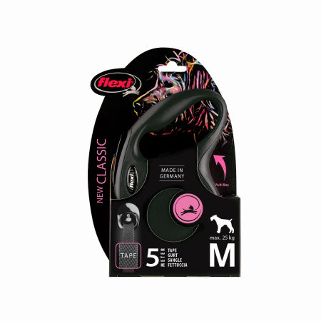 Smycz automatyczna Flexi New Classic M taśma 5m 25kg czarna - Flexi zdjęcie 2