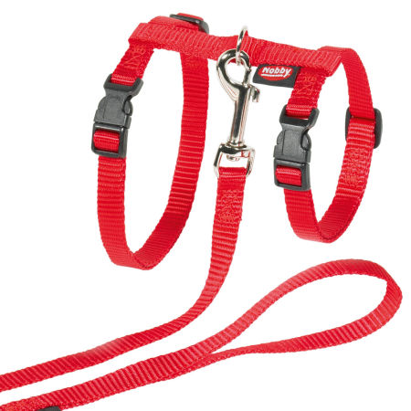 Szelki ze smyczą dla kota nylonowe XL Nobby - czerwone