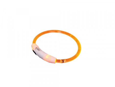 Obroża świecąca dla psa Led light ribbon transparent Nobby S Ø7mm x 35cm pomarańczowa