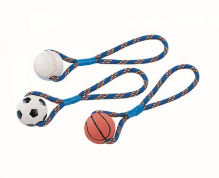 Zabawka dla psa Nobby Rubber Line Toy Ball Ø 8cm - gumowa, kolorowa piłka ze sznurem