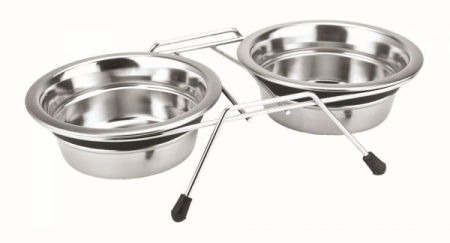 Miski metalowe na stojaku Nobby "Silent Diner" 2 x (0,35L Ø 13cm) - Nobby zdjęcie 1