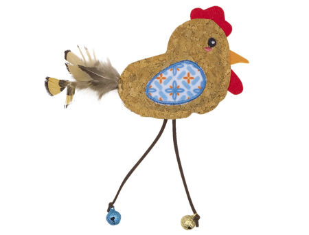 Zabawka dla kota z korka ptaszek z dzwoneczkami, piórkami i kocimiętką niebieski 17 cm Nobby